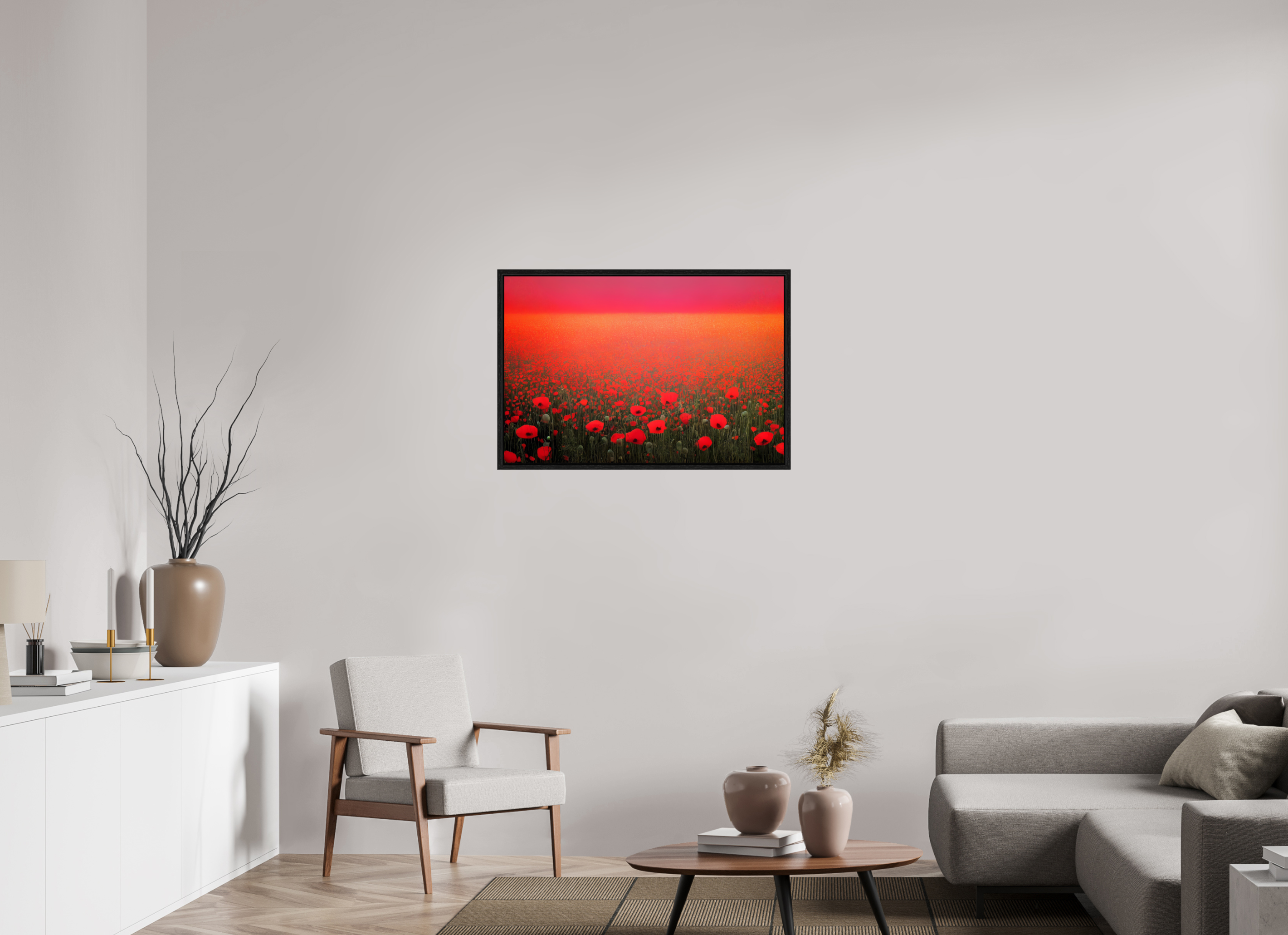 90 x 60 cm, Floater Frame Crimson Frequency