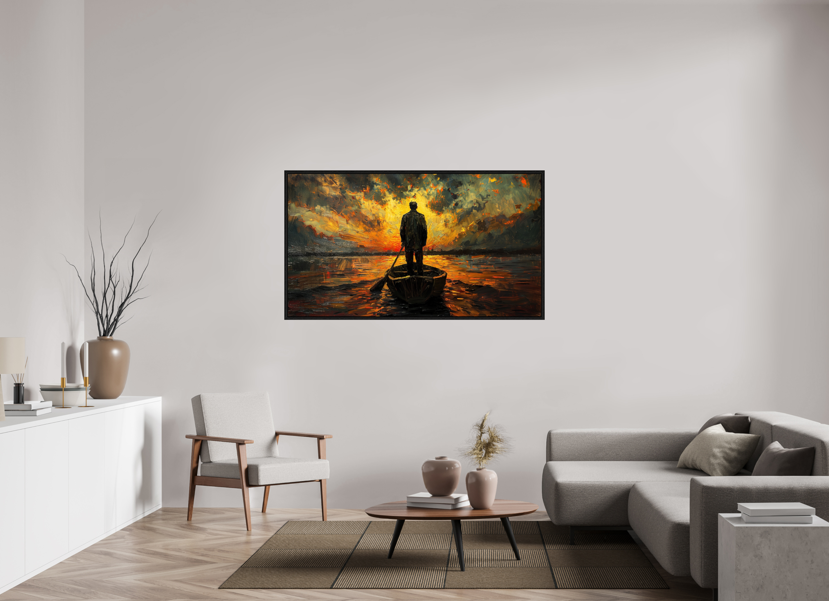 160 x 90 cm, Floater Frame Ferryman of Silence