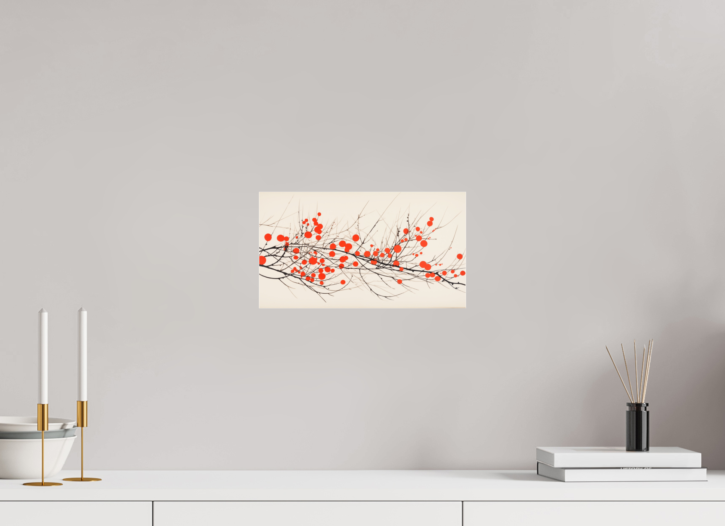 32 x 18 cm, Photo Print Under Acrylic Glass Crimson Whispering Branches