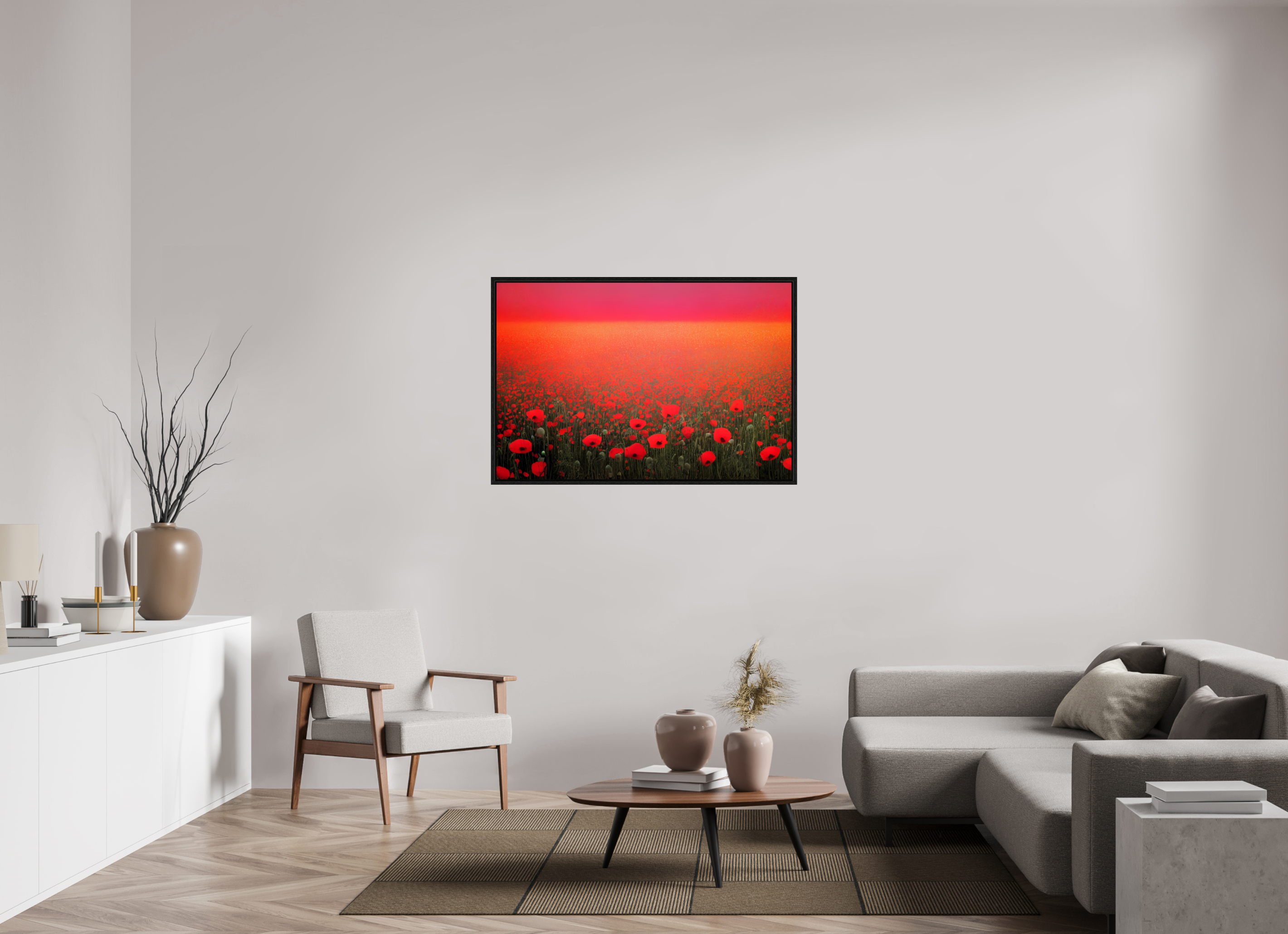 120 x 80 cm, Floater Frame Crimson Frequency