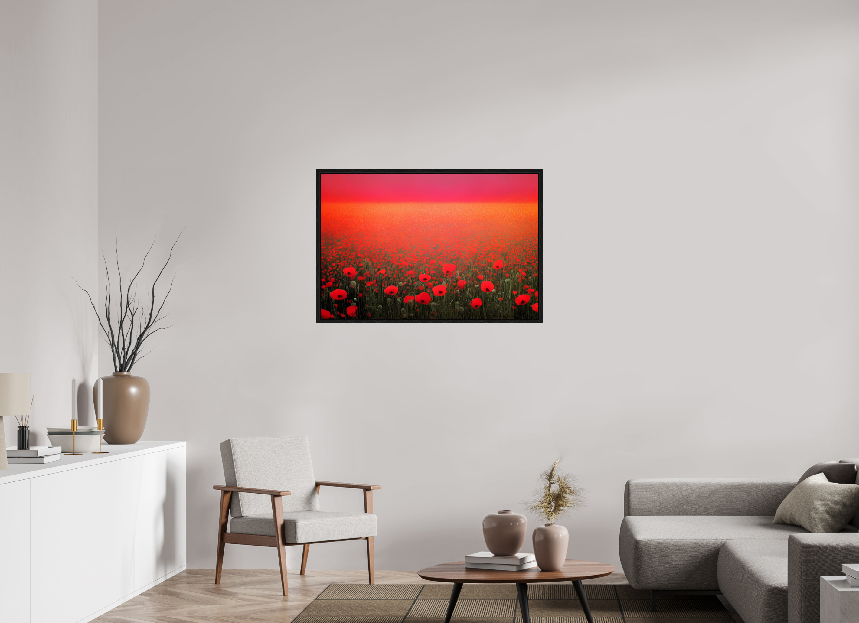 105 x 70 cm, Floater Frame Crimson Frequency