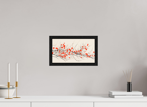 32 x 18 cm, Floater Frame Crimson Whispering Branches