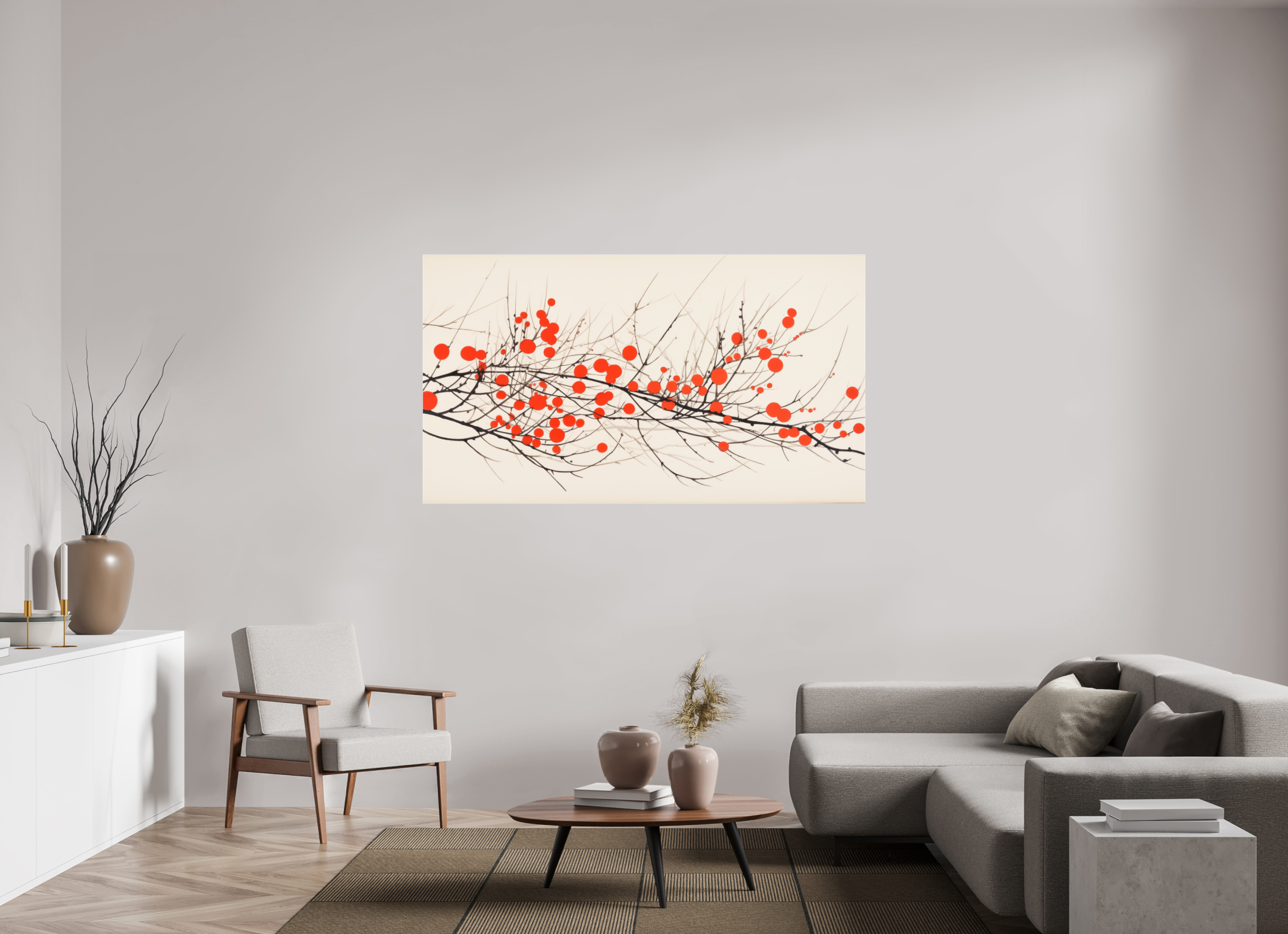 176 x 99 cm, Photo Print Under Acrylic Glass Crimson Whispering Branches
