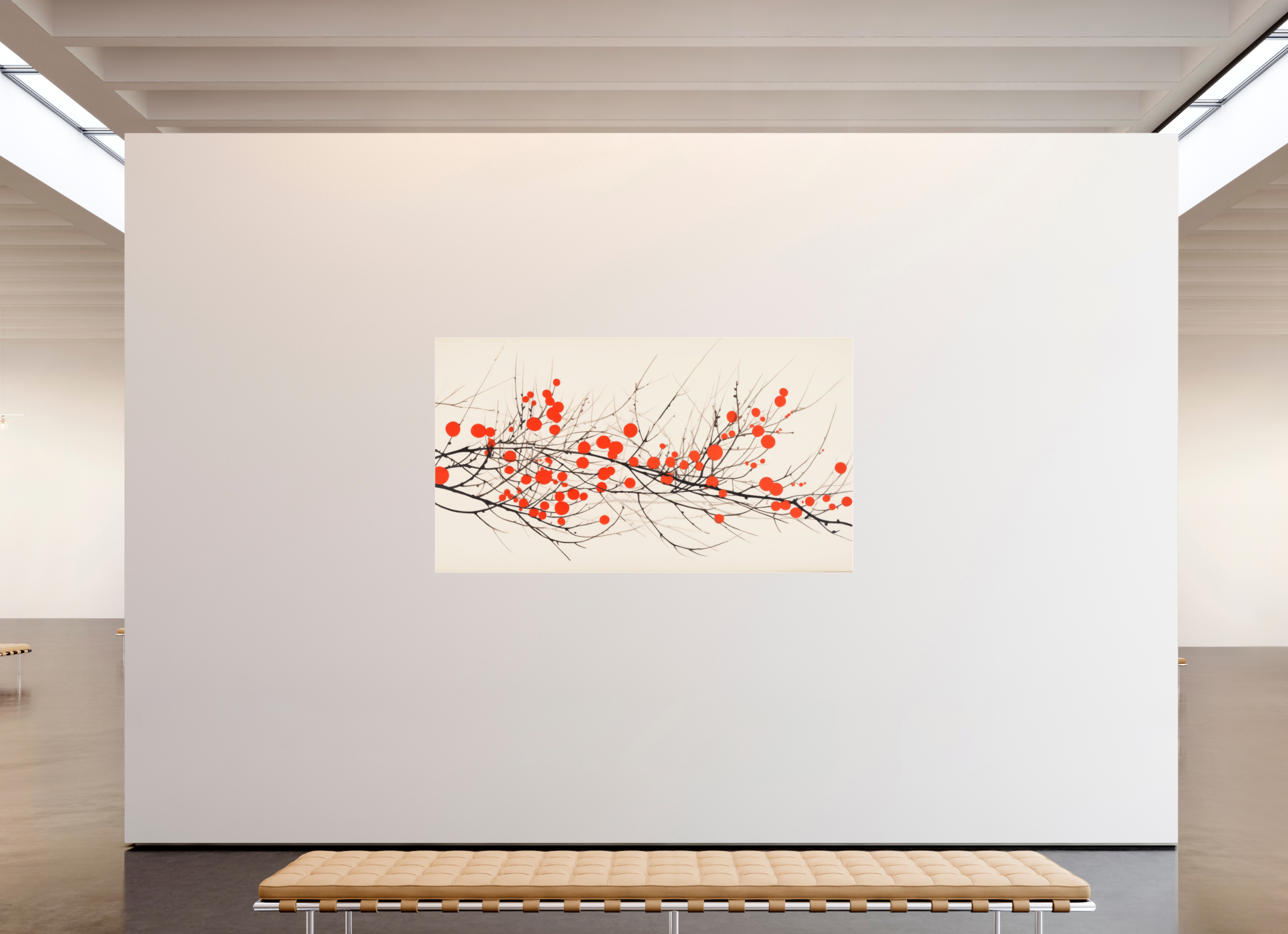 208 x 117 cm, Photo Print Under Acrylic Glass Crimson Whispering Branches